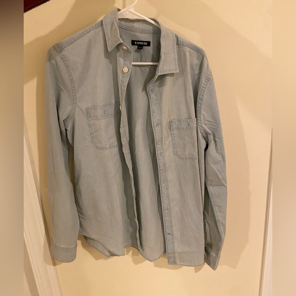 Express Sky Blue Button-Up Shirt